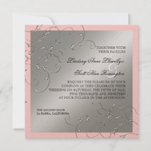 Black Tie Elegance, Silver Wedding Invitations
