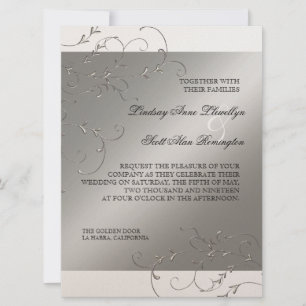 Black Tie Elegance, Silver Wedding Invitations