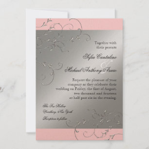Black Tie Elegance, Silver Wedding Invitations