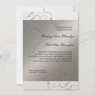 Black Tie Elegance, Silver Wedding Invitations