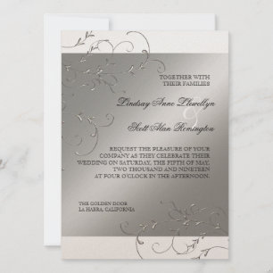 Black Tie Elegance, Silver Wedding Invitations
