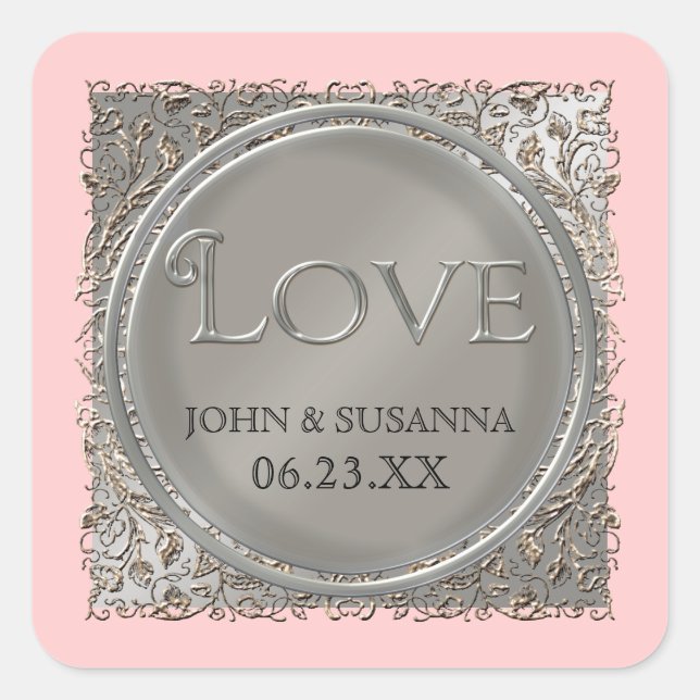 Black Tie Elegance, Wedding Love Sticker or Seal (Front)