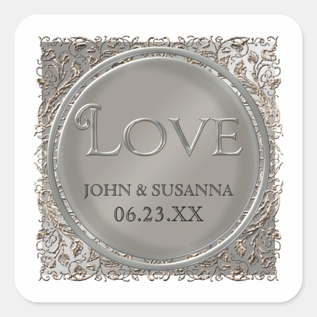 Black Tie Elegance, Wedding Love Sticker or Seal (Front)