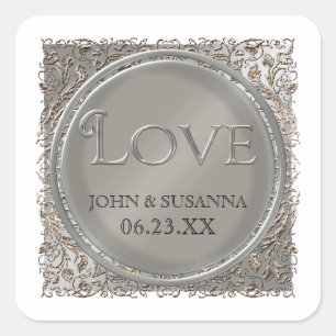 Black Tie Elegance, Wedding Love Sticker or Seal