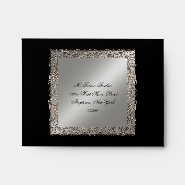 Black Tie Elegance Wedding Matching Envelope (Front)