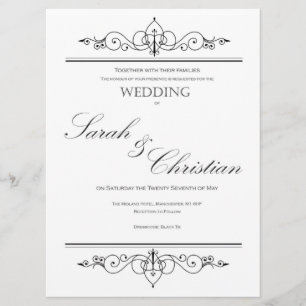 Black Tie - Elegant Simple - Wedding - Invitation