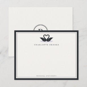 Black Tie Elegant Swan Minimalist Personal Card