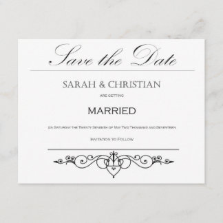 Black Tie - Elegant - Wedding - Save the Date