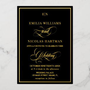 Black Tie Formal Modern Black and Gold Wedding