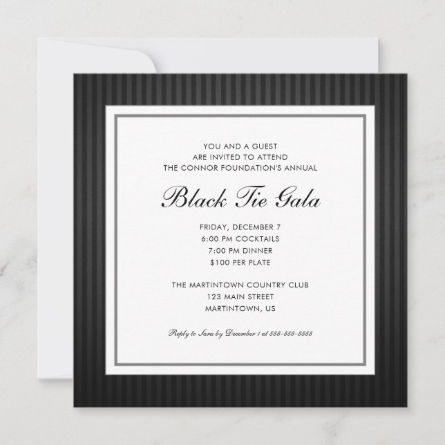 Black Tie Gala | Business Professional Dinner Invitation (Front)