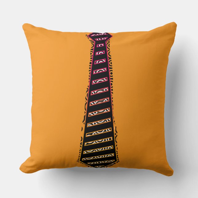 Black Tie Orange Throw Pillow (Front)