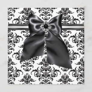 Black Tie Party Black Damask Party Invitation