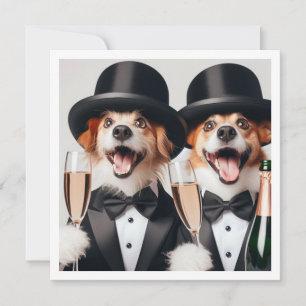 Black tie party, dog birthday, dog graduation  invitation