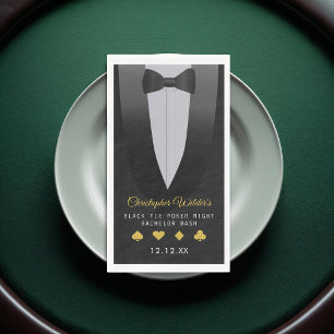 Black Tie Poker Night Bachelor Party Napkin