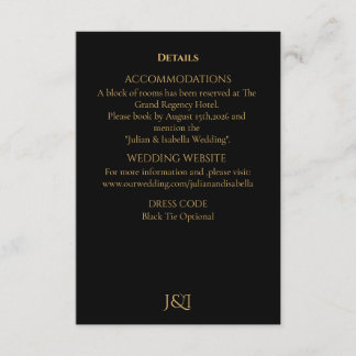 Black Tie Royal Regency wedding Enclosure Card