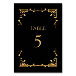 Black Tie Royal Regency Wedding Table Number