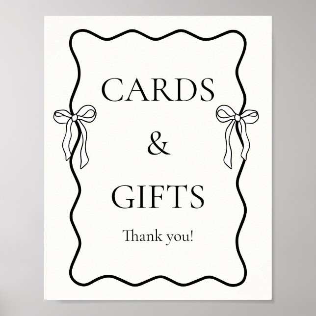 Black Tie the knot Bridal Shower Cards & Gifts Poster (Front)