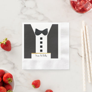 Black Tie Tuxedo 🎩 Classic Monogram Napkin