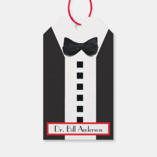 Black Tie Tuxedo 🎩 Funny Monogram  Gift Tags
