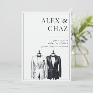 Black Tie Tuxedo Wedding Save The Date