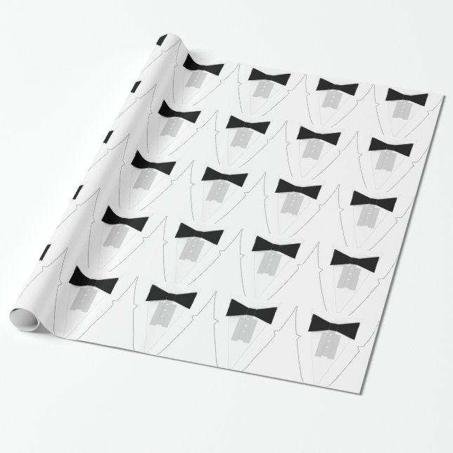 Black Tie Tuxedo Wrapping Paper (Unrolled)
