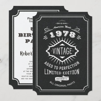 Black Tie Vintage 40th Birthday Party Invitation