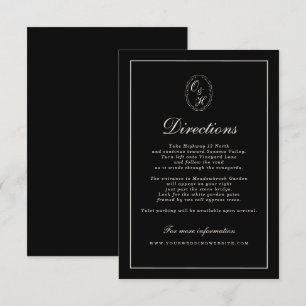 Black Tie Wedding Classic Directions Card
