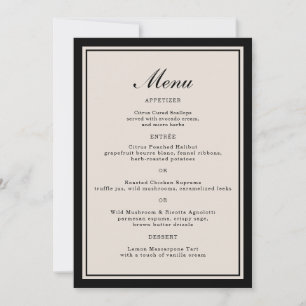 Black Tie Wedding Classic Menu Card