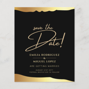 Black Tie Wedding Gold Foil Script Elegant Event Flyer