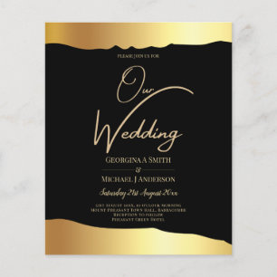Black Tie Wedding Gold Foil Script Elegant Event Flyer