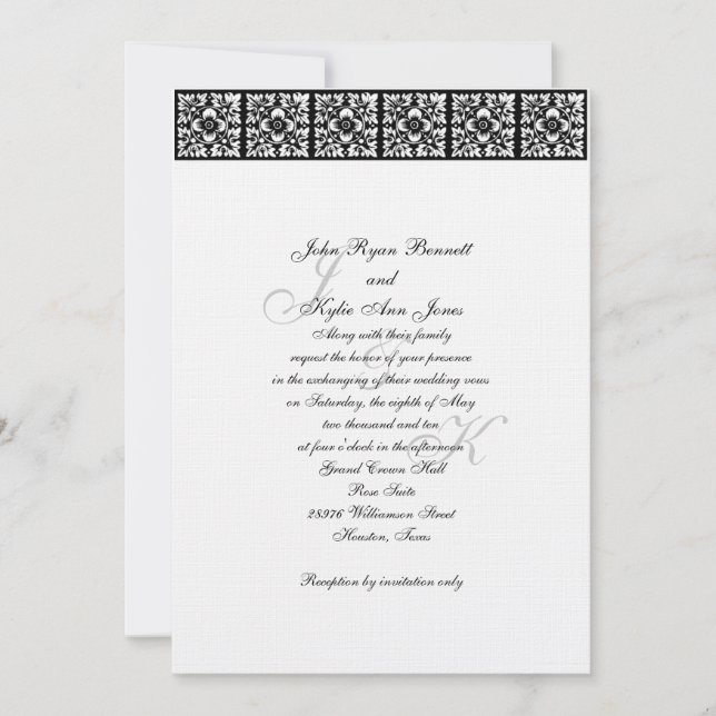 Black tie Wedding Invitation (Front)