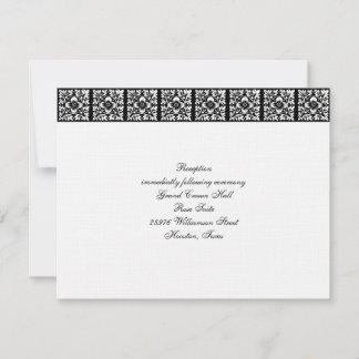 Black Tie Wedding Invitation Reception Card
