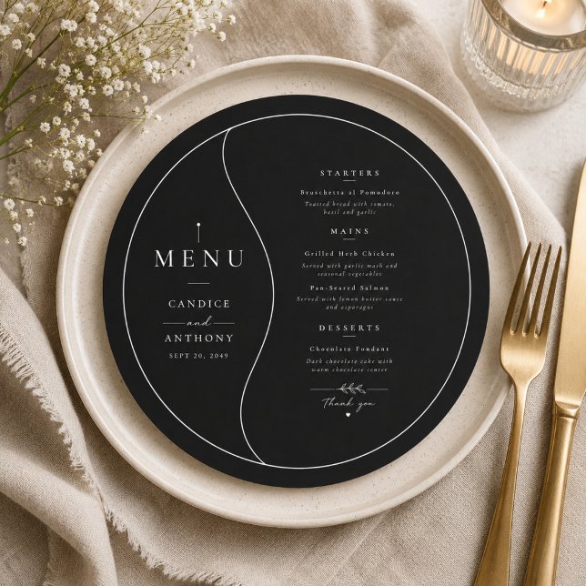 Black Tie Wedding Menu Card (Creator Uploaded)