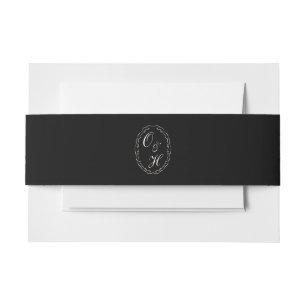 Black Tie Wedding Monogram Belly Band Invitation Belly Band