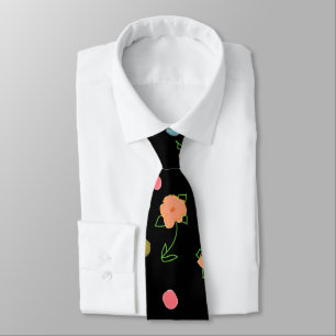 Black Tie With Peach Floral