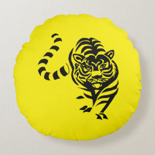 Black tiger round cushion