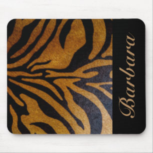 Black Tiger Stripe Typography Mouse Mat