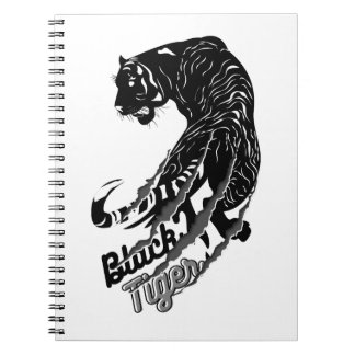 Black Tiger Vector Art with Black Tiger Text Notebook