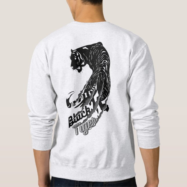 Black Tiger Vector Art with Black Tiger Text  Sweatshirt (Back)