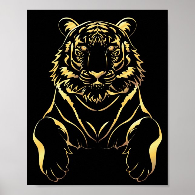 Black tiger with gold stripes poster (Front)