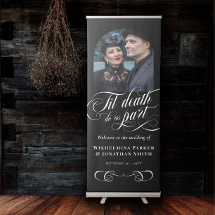 Black Til Death Do Us Part Goth Wedding Welcome Retractable Banner
