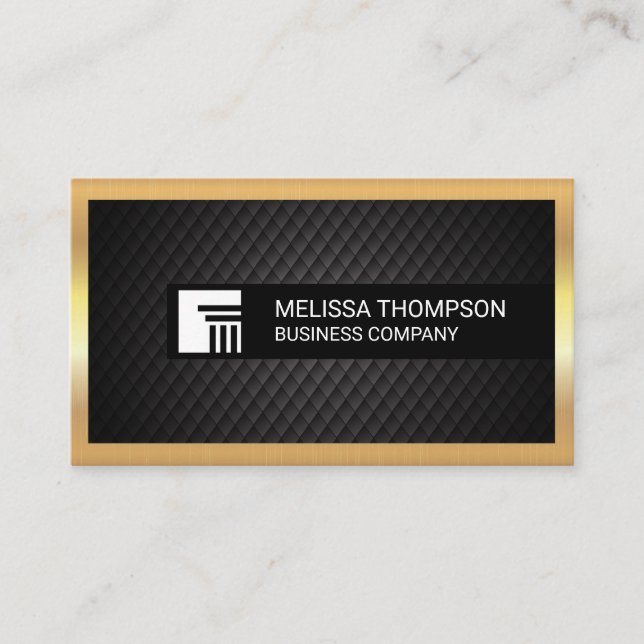 Black Tiling Background | Gold Metallic Border Business Card (Front)