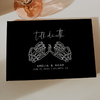 Black Till Death Skeleton Hands Wedding Guest Book