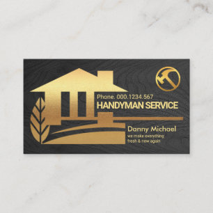 Black Timber Wood Gold Home Repairs, Handyman Business Card