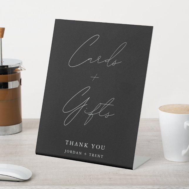 Black Timeless Calligraphy Card and Gifts Sign (In SItu)