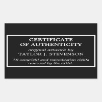 Black Timeless Certificate of Authenticity