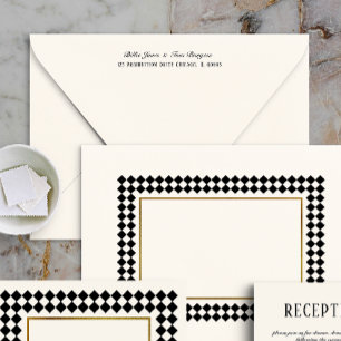 Black Timeless Chequerboard Printed Return Address Envelope