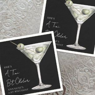 Black Tini Bit Older Martini Birthday Napkin
