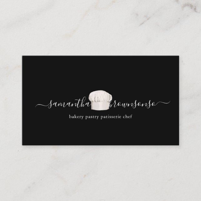 Black Tiny Bakery Chef Cap Business Card (Front)