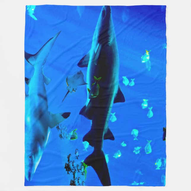 Black Tipped Shark Fleece Blanket (Front)